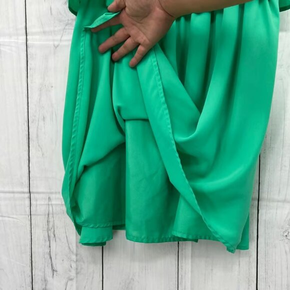 Decree LARGE Womens Green Eyelet Sleeveless Blouson Mini Dress - Picture 6 of 7